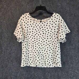 Anthropologie Polka Dot Blouse Womens Small Cottagecore Flutter Sleeve Boho Top